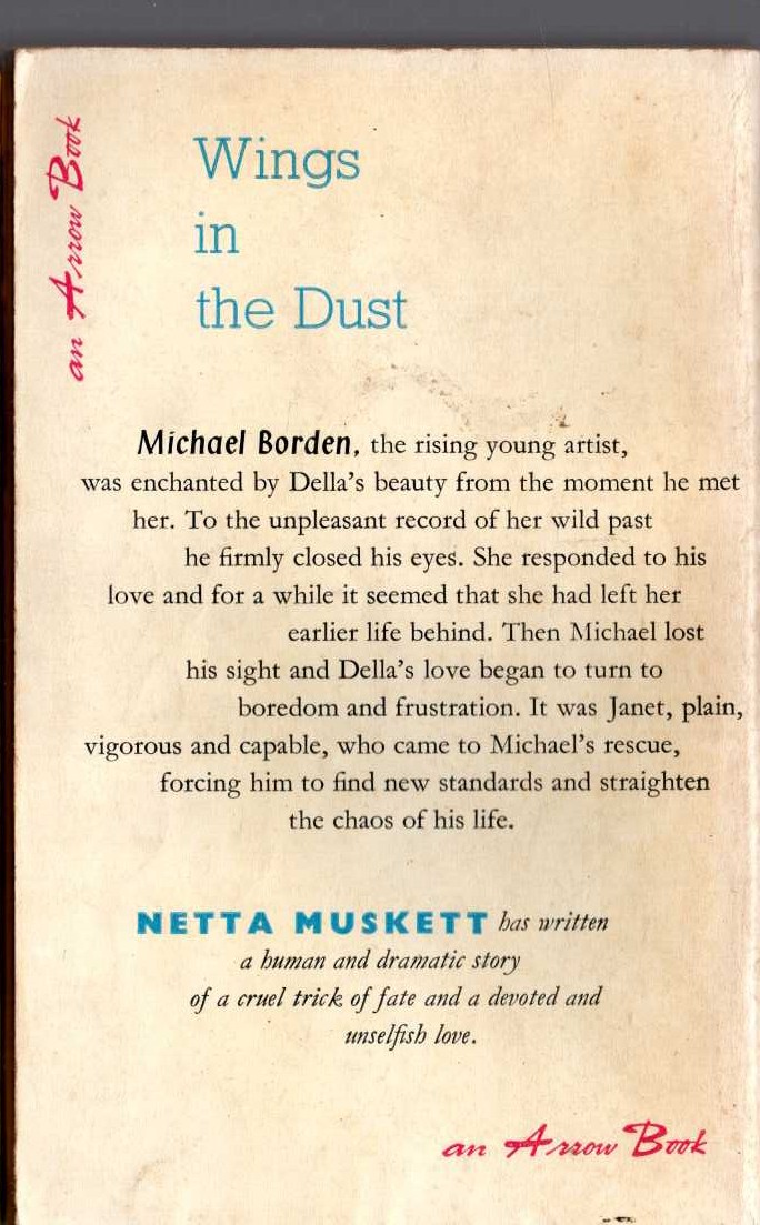 Netta Muskett  WINGS IN THE DUST magnified rear book cover image