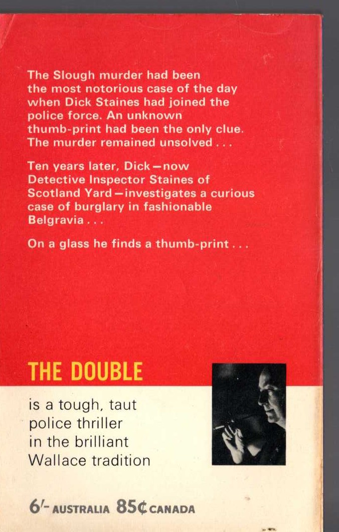 Edgar Wallace  THE DOUBLE magnified rear book cover image