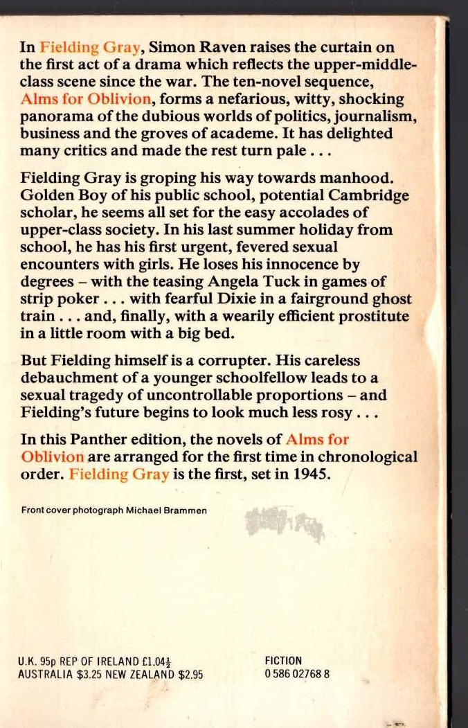 Simon Raven  FIELDING GRAY magnified rear book cover image