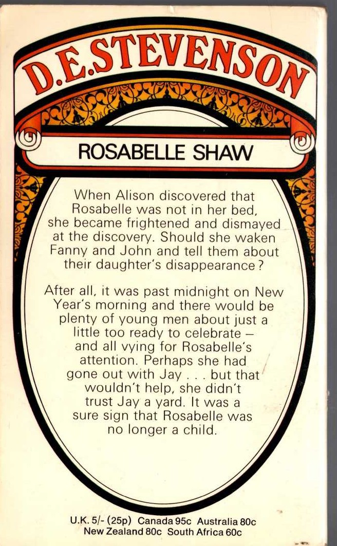 D.E. Stevenson  ROSABELLE SHAW magnified rear book cover image