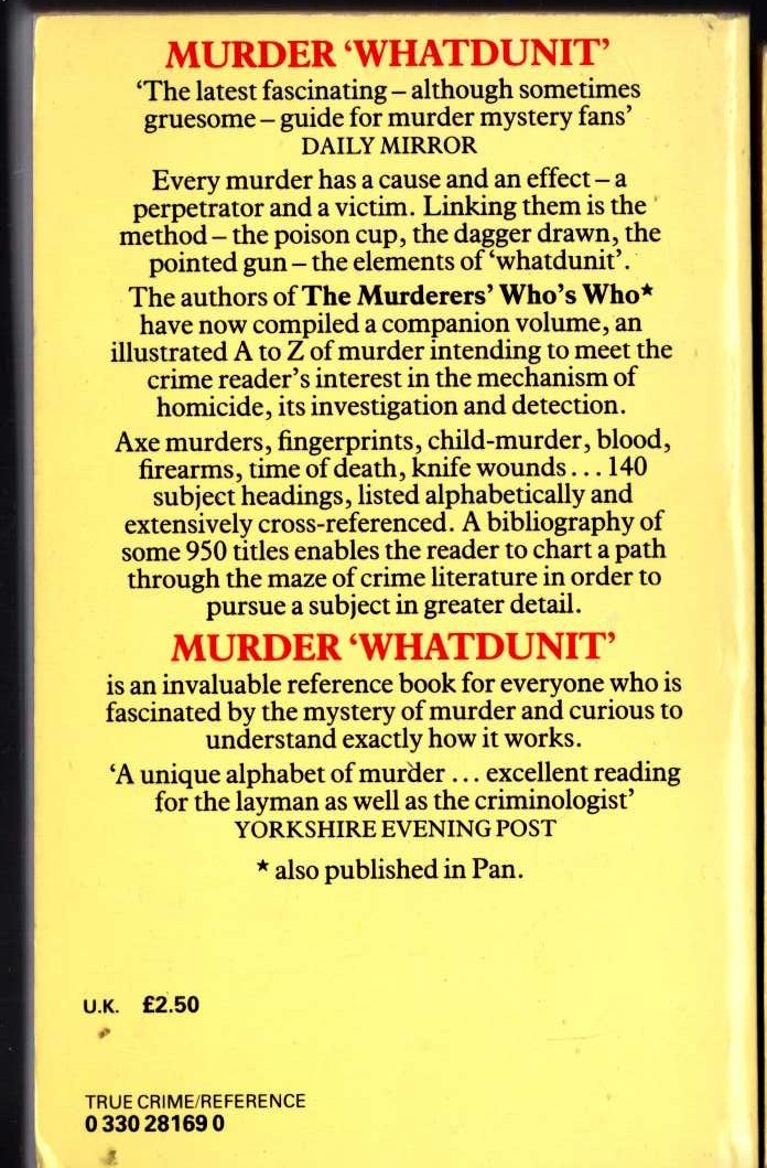 MURDER 'WHATDUNIT' magnified rear book cover image