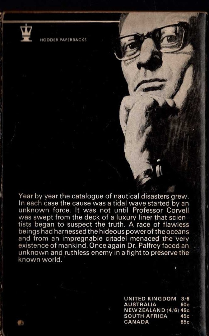 John Creasey  THE DEPTHS (Doctor Palfrey) magnified rear book cover image