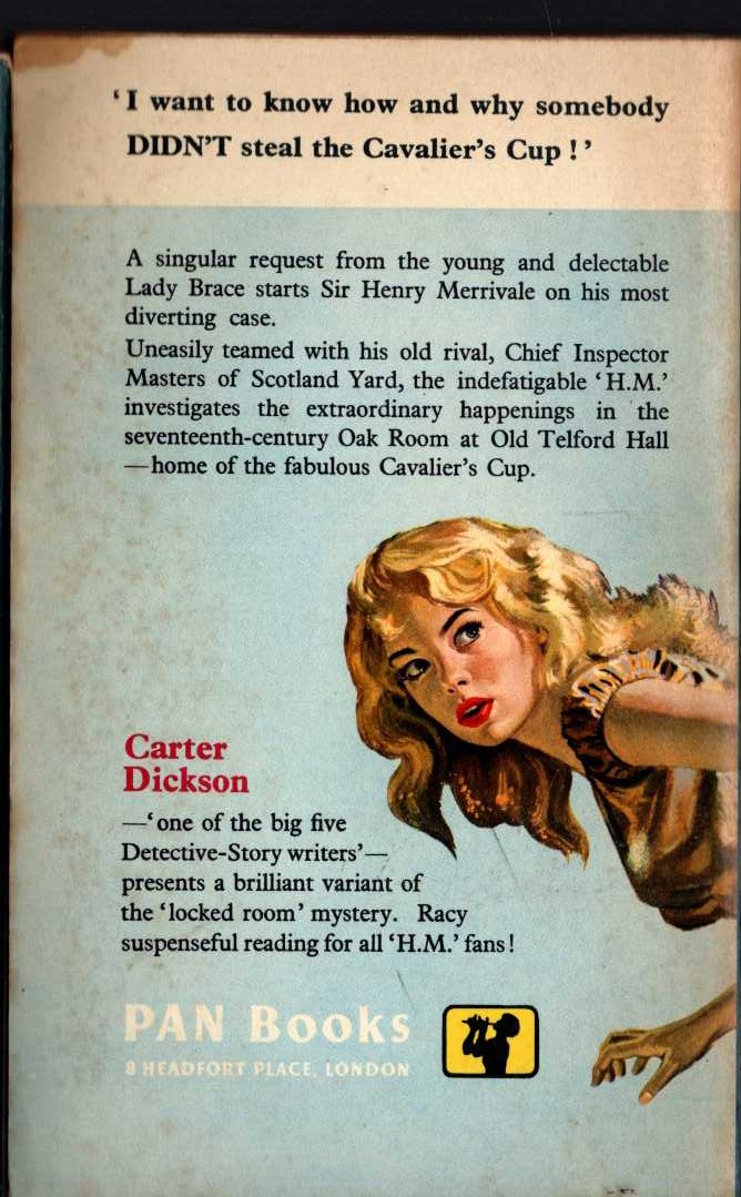 Carter Dickson  THE CAVALIER'S CUP magnified rear book cover image