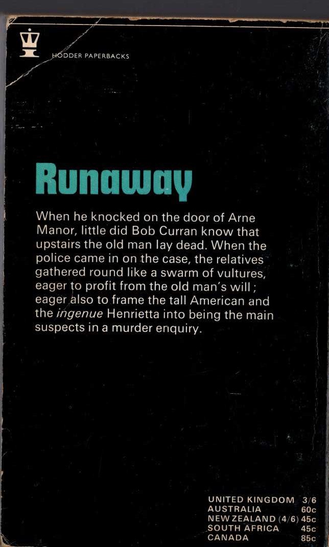 Michael Halliday  RUNAWAY magnified rear book cover image