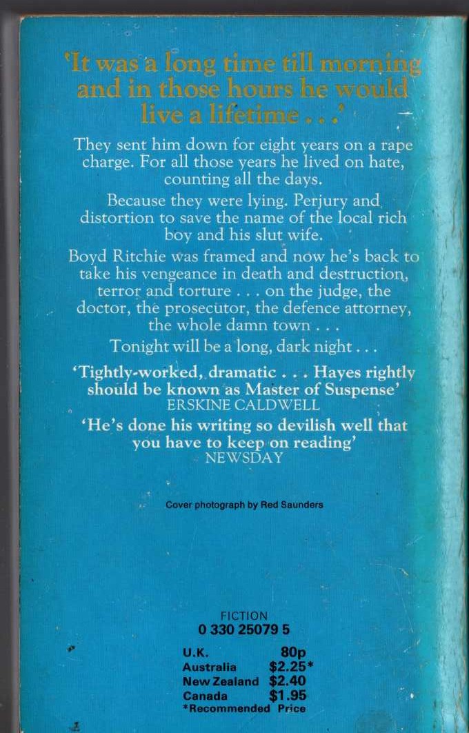 Joseph Hayes  THE LONG DARK NIGHT magnified rear book cover image