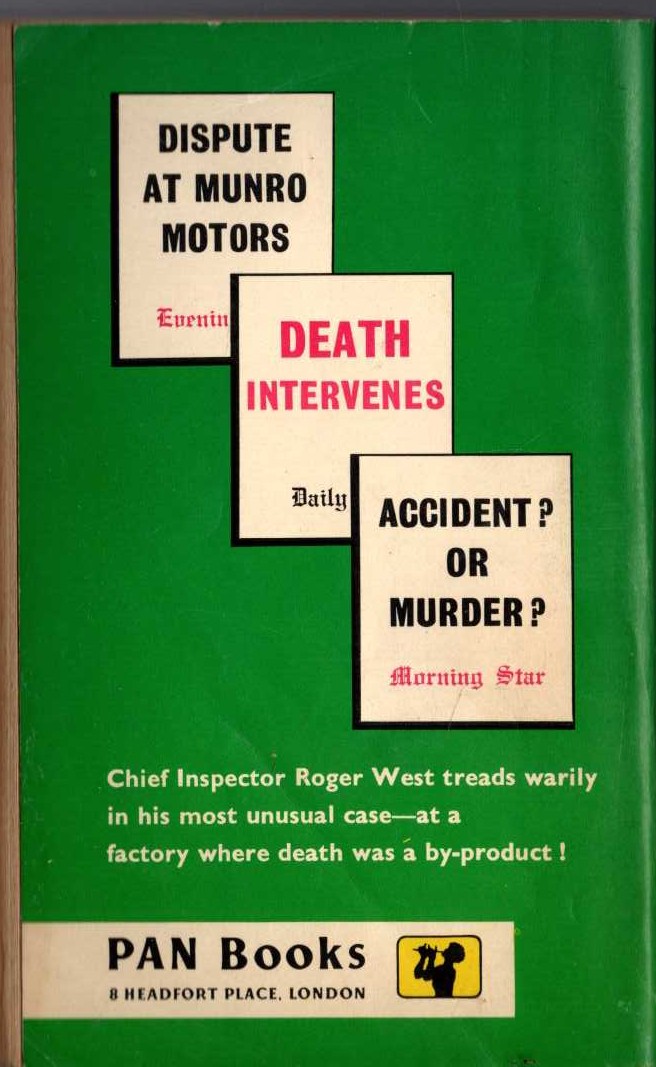 John Creasey  STRIKE FOR DEATH (Inspector West) magnified rear book cover image