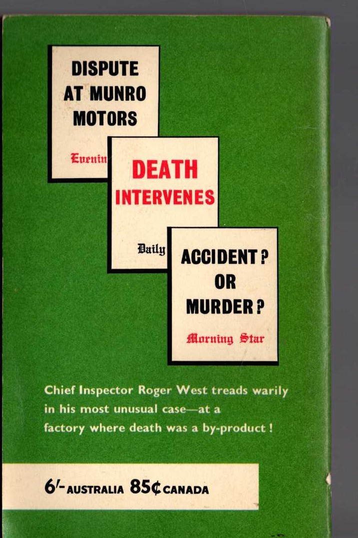 John Creasey  STRIKE FOR DEATH (Inspector West) magnified rear book cover image