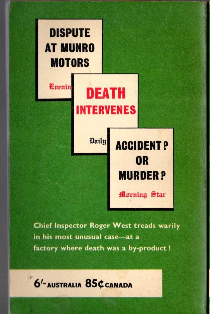 John Creasey  STRIKE FOR DEATH (Inspector West) magnified rear book cover image