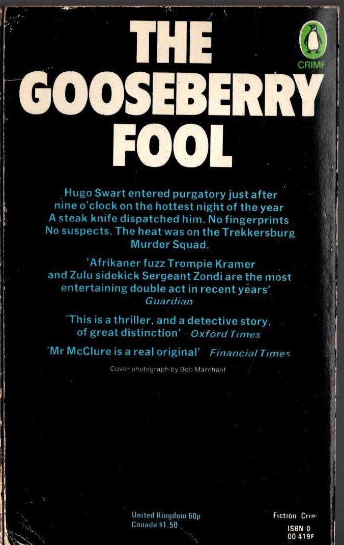 James McClure  THE GOOSEBERRY FOOL magnified rear book cover image