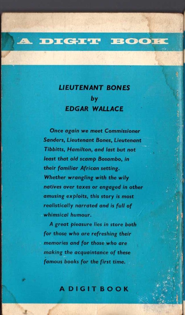 Edgar Wallace  LIEUTENANT BONES magnified rear book cover image