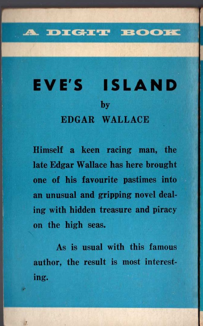 Edgar Wallace  EVE'S ISLAND magnified rear book cover image