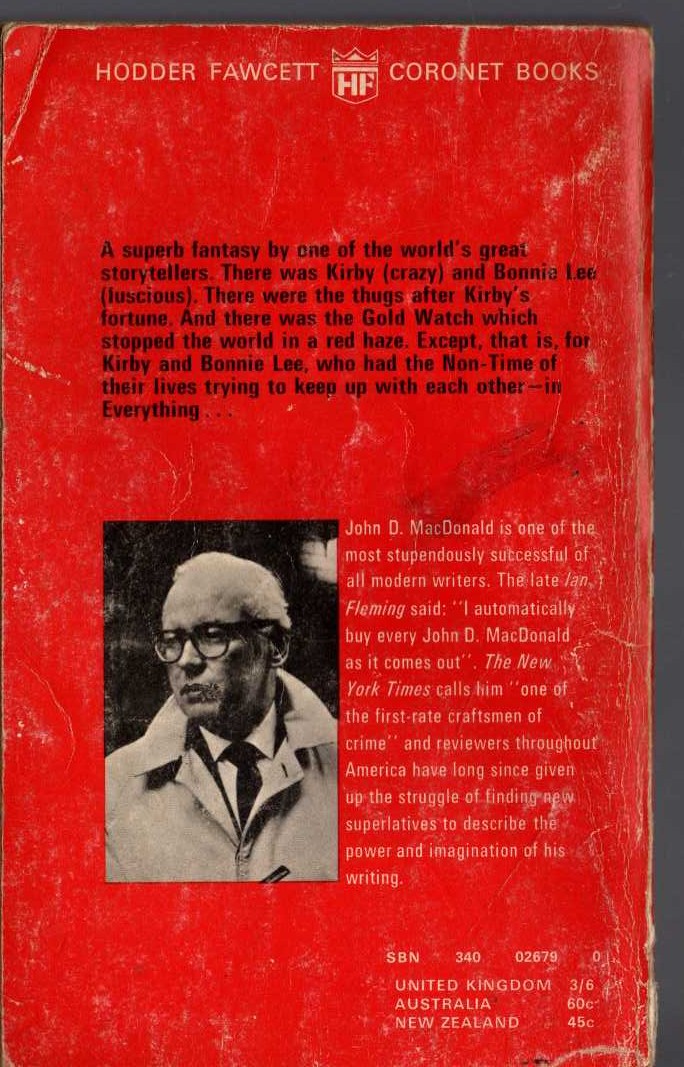 John D. MacDonald  THE GIRL, GODL WATCH AND EVERYTHING magnified rear book cover image