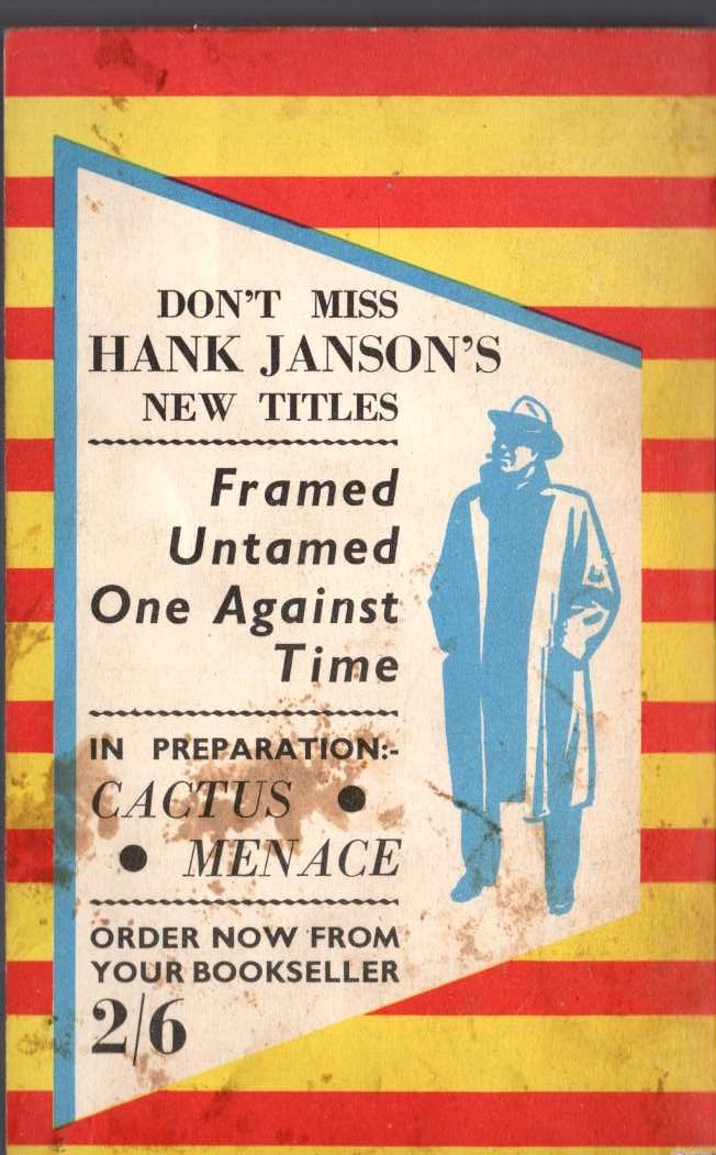 Hank Janson  CONTRABAND magnified rear book cover image