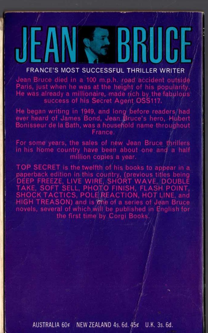 Jean Bruce  TOP SECRET magnified rear book cover image