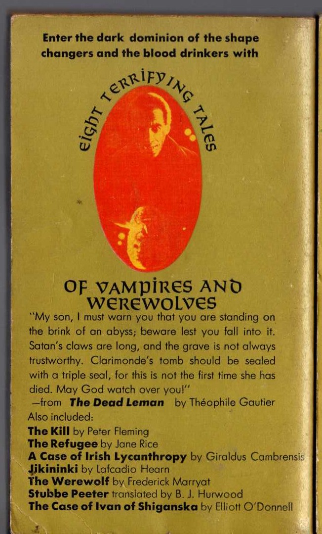 Various   THE DARK DOMINION. Eight Terrifying Tales of Vampires and Werewolves magnified rear book cover image