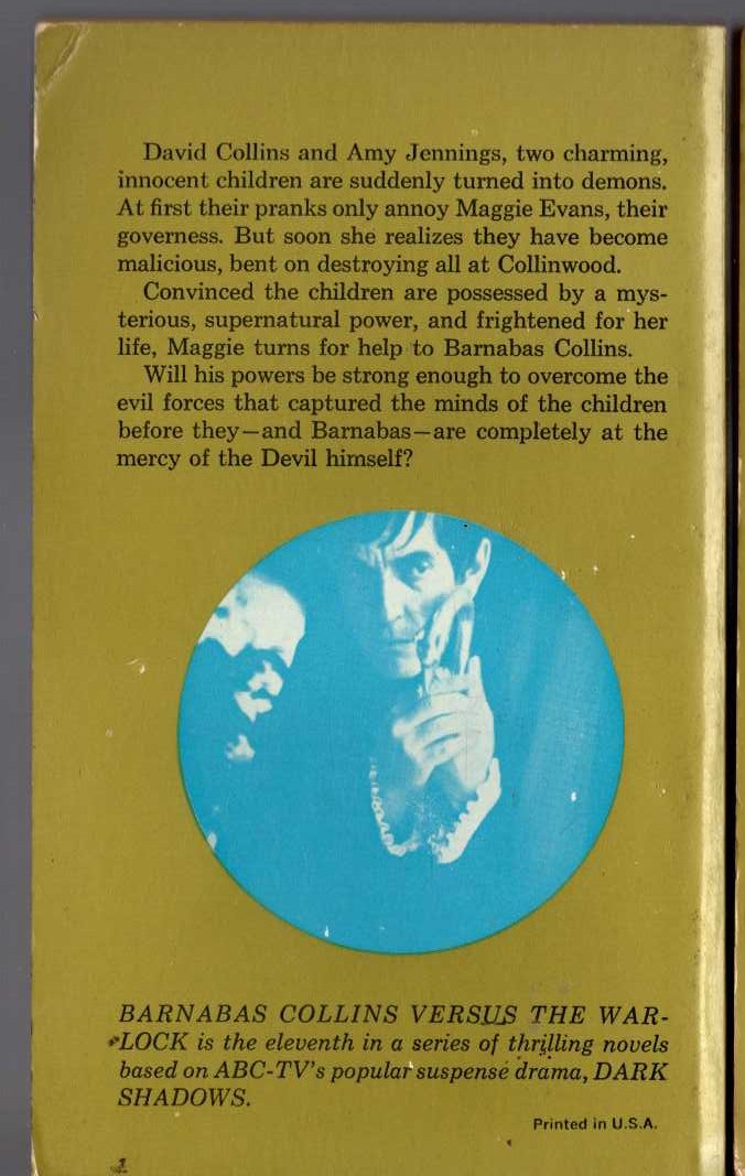 Marilyn Ross  BARNABAS COLLINS VERSUS WARLOCK magnified rear book cover image