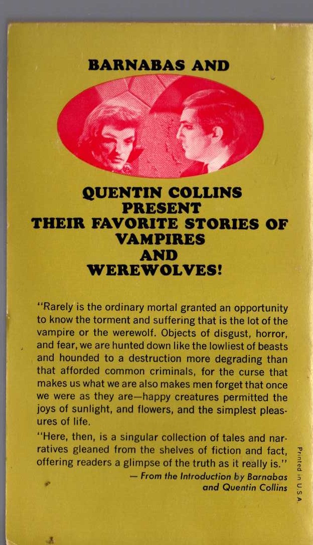 Marilyn Ross  THE DARK SHADOWS BOOK OF VAMPIRES AND WEREWOLVES magnified rear book cover image