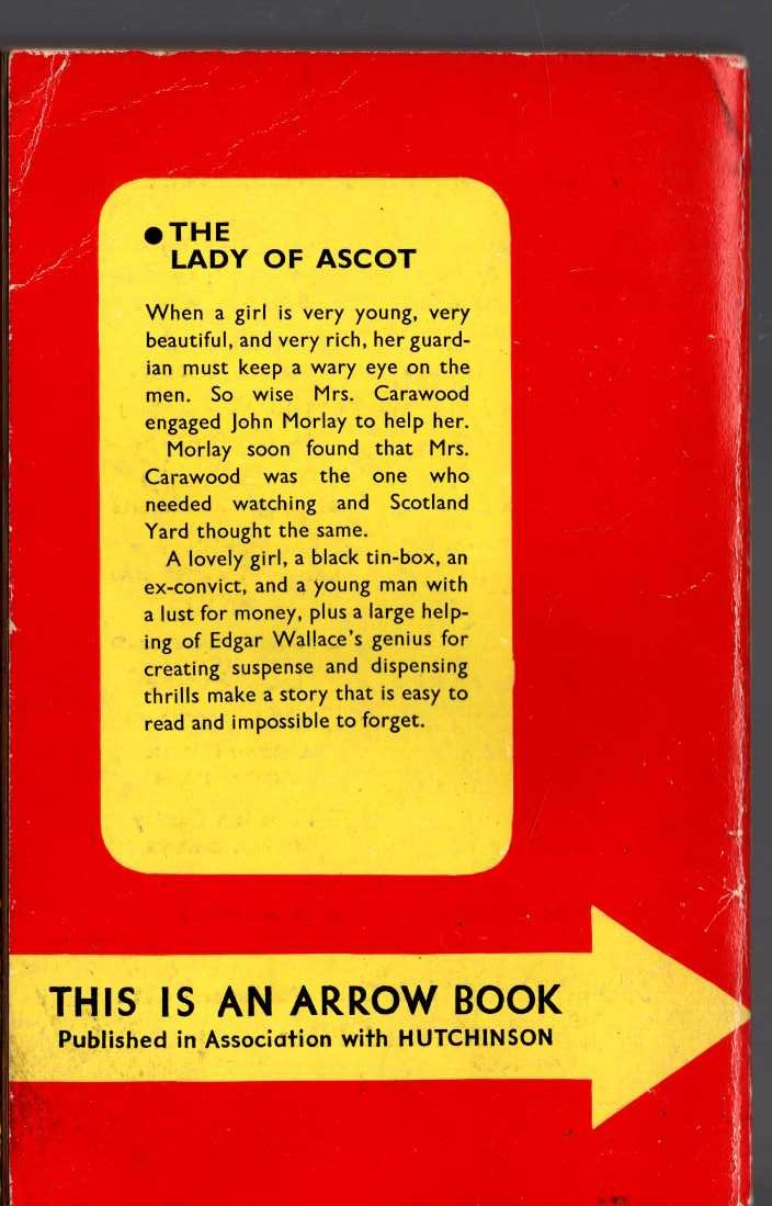 Edgar Wallace  THE LADY OF ASCOT magnified rear book cover image