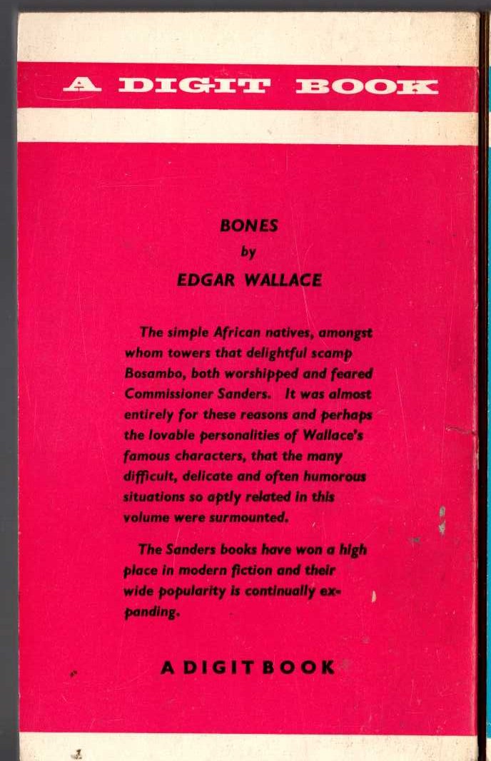 Edgar Wallace  BONES magnified rear book cover image