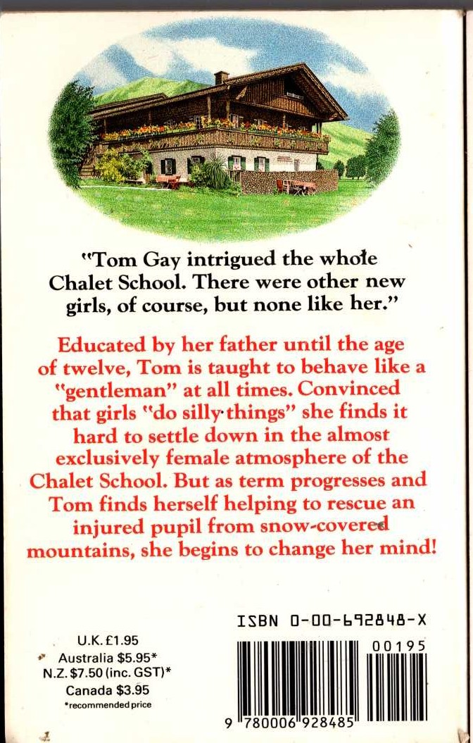 Elinor M. Brent-Dyer  TOM TACKLES THE CHALET SCHOOL magnified rear book cover image