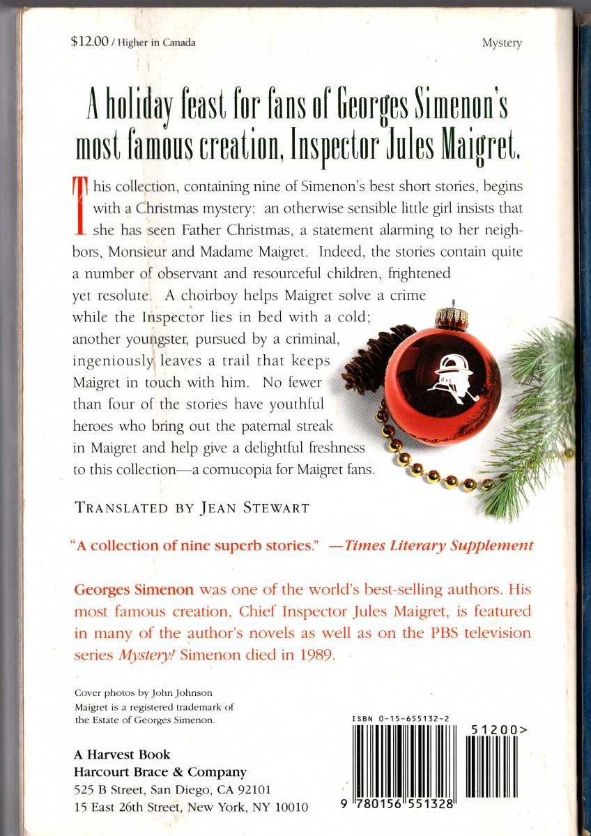 Georges Simenon  MAIGRET'S CHRISTMAS. Nine Stories magnified rear book cover image