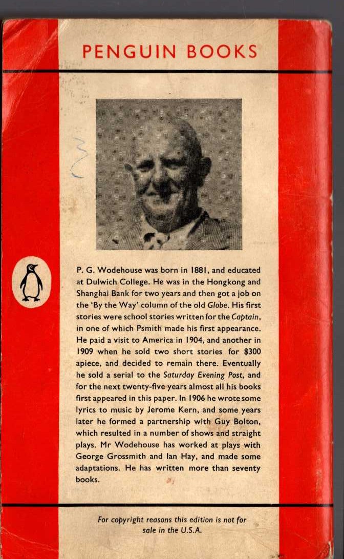 P.G. Wodehouse  THE INIMITABLE JEEVES magnified rear book cover image