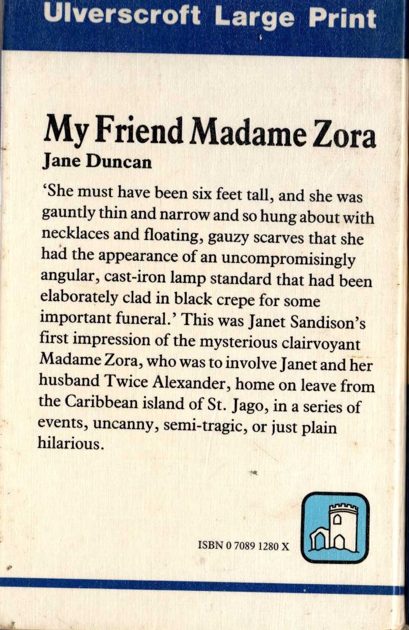 MY FRIEND MADAME ZORA magnified rear book cover image