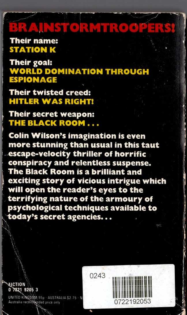 Colin Wilson  THE BLACK ROOM magnified rear book cover image