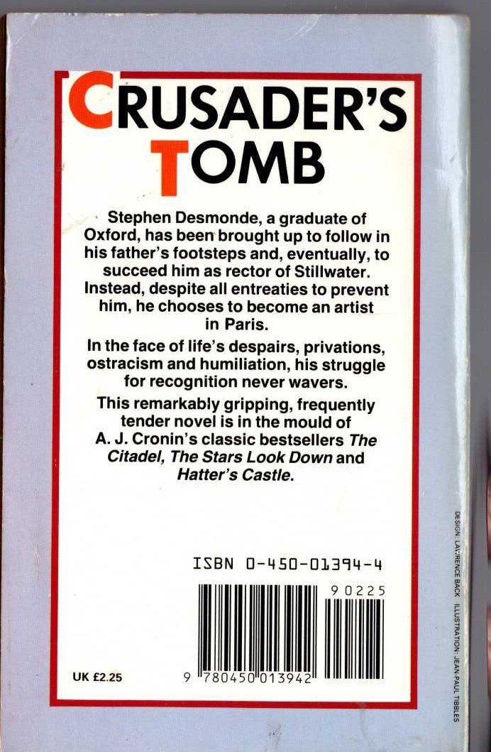 A.J. Cronin  CRUSADER'S TOMB magnified rear book cover image