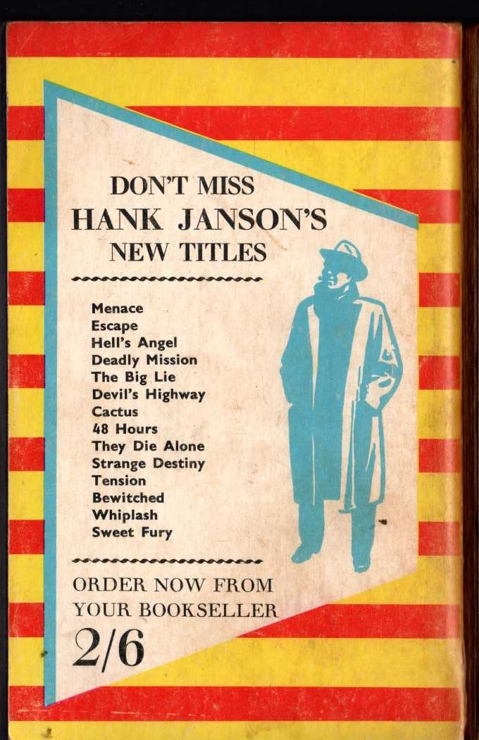 Hank Janson  DEVIL'S HIGHWAY magnified rear book cover image