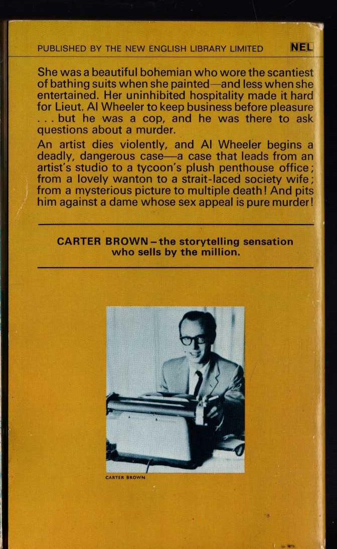 Carter Brown  THE LADY IS AVAILABLE magnified rear book cover image