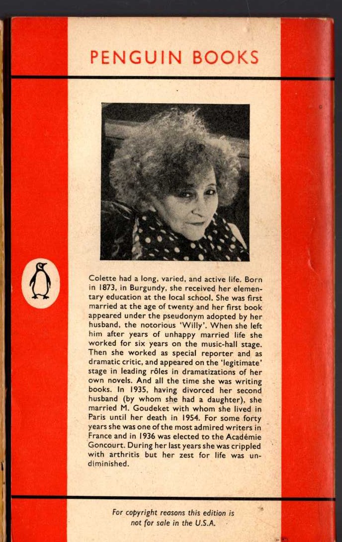 Colette   THE VAGABOND magnified rear book cover image