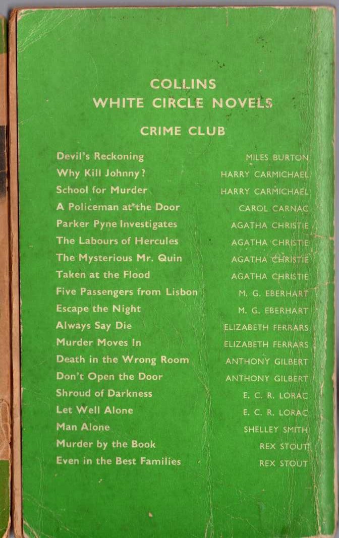 Agatha Christie  PERIL AT END HOUSE magnified rear book cover image