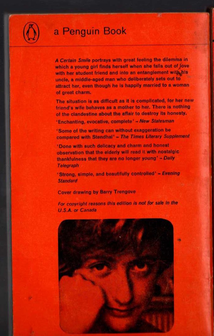 Francoise Sagan  A CERTAIN SMILE magnified rear book cover image