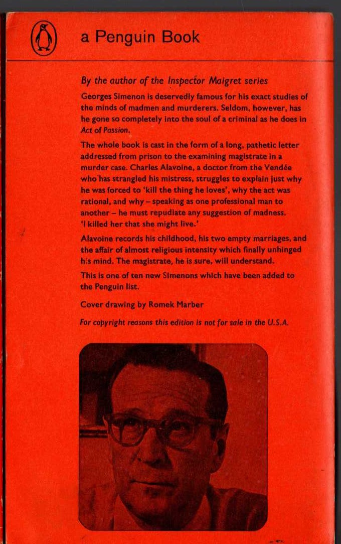 Georges Simenon  ACT OF PASSION magnified rear book cover image