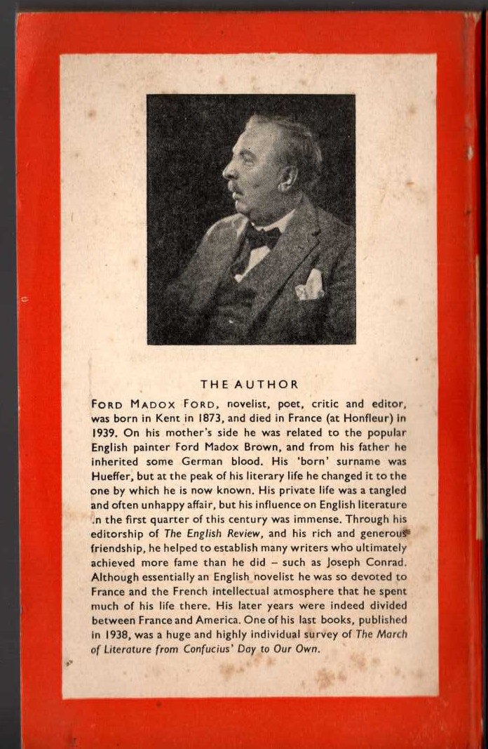 Ford Madox Ford  LAST POST magnified rear book cover image