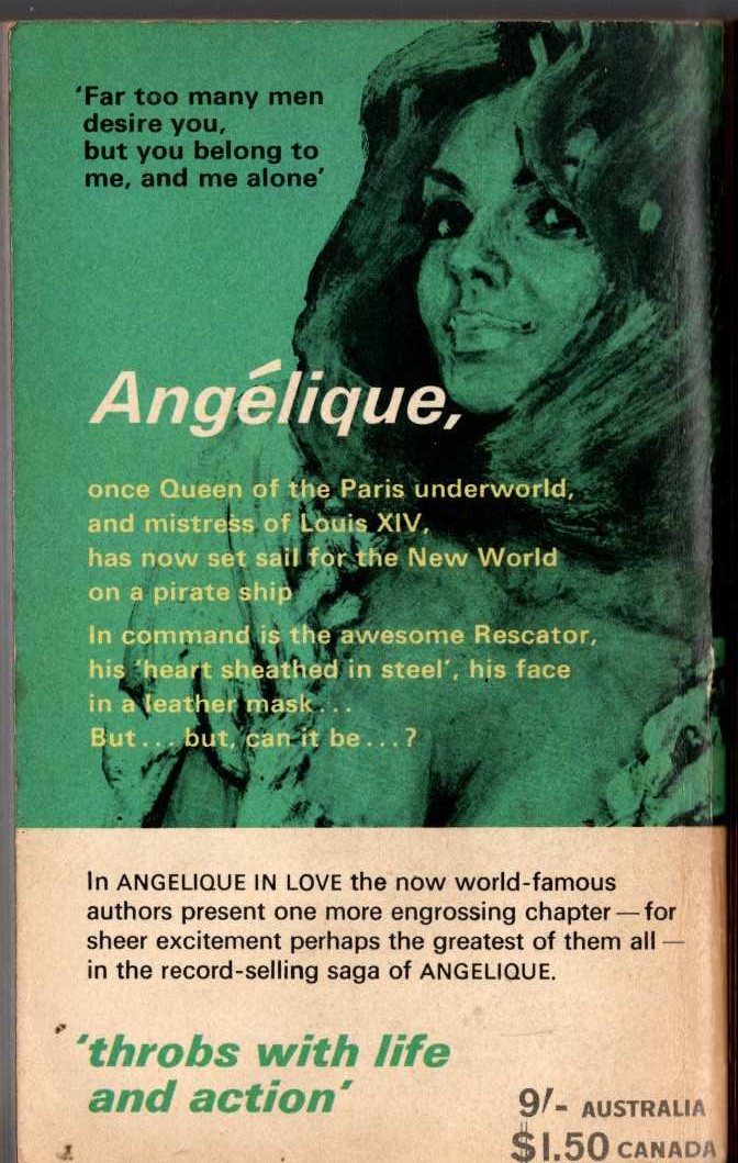 Sergeanne Golon  ANGELIQUE IN LOVE magnified rear book cover image