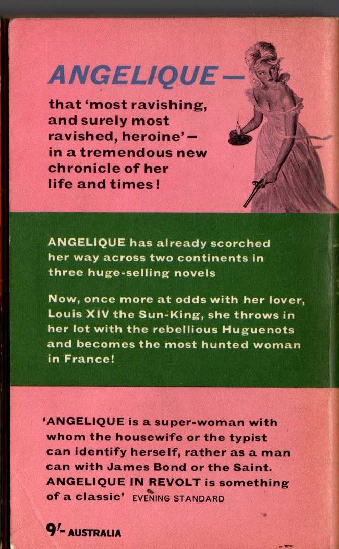 Sergeanne Golon  ANGELIQUE IN REVOLT magnified rear book cover image