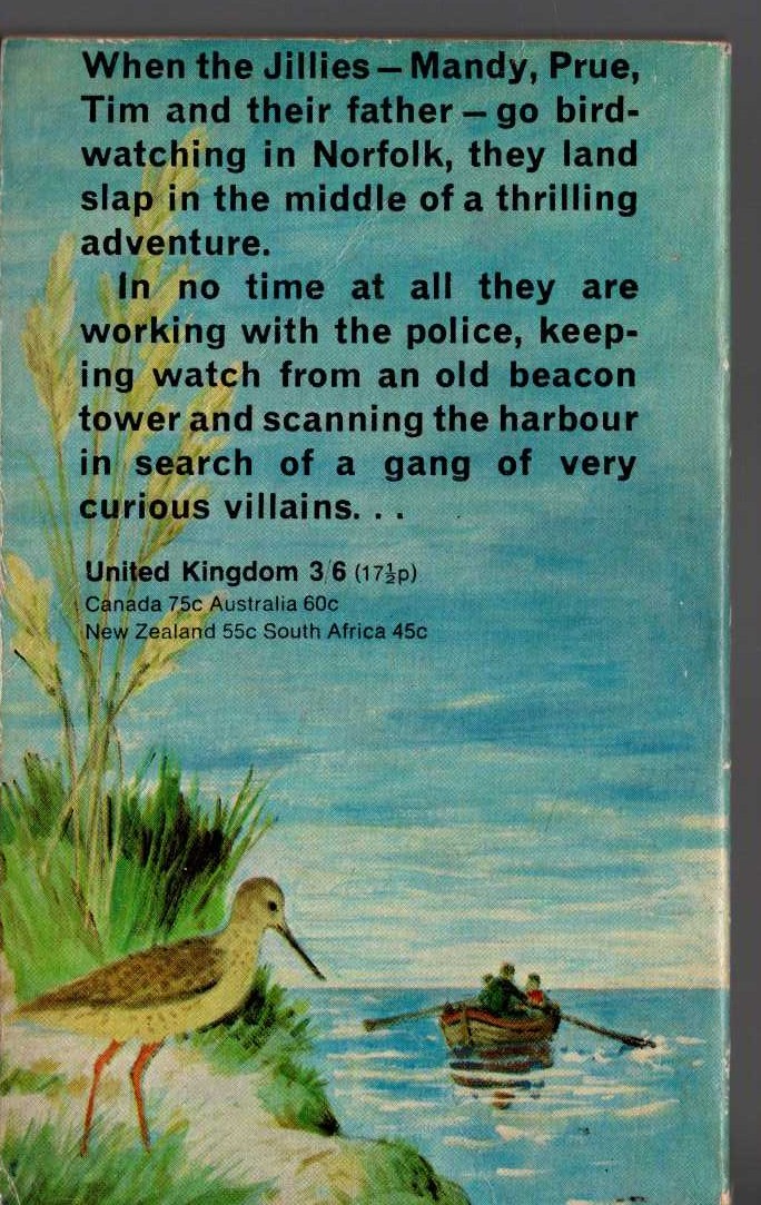 Malcolm Saville  REDSHANK'S WARNING magnified rear book cover image