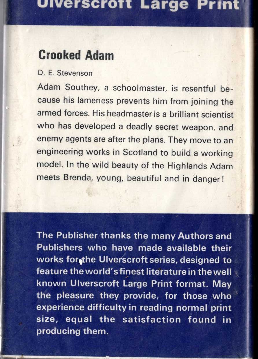 CROOKED ADAM magnified rear book cover image