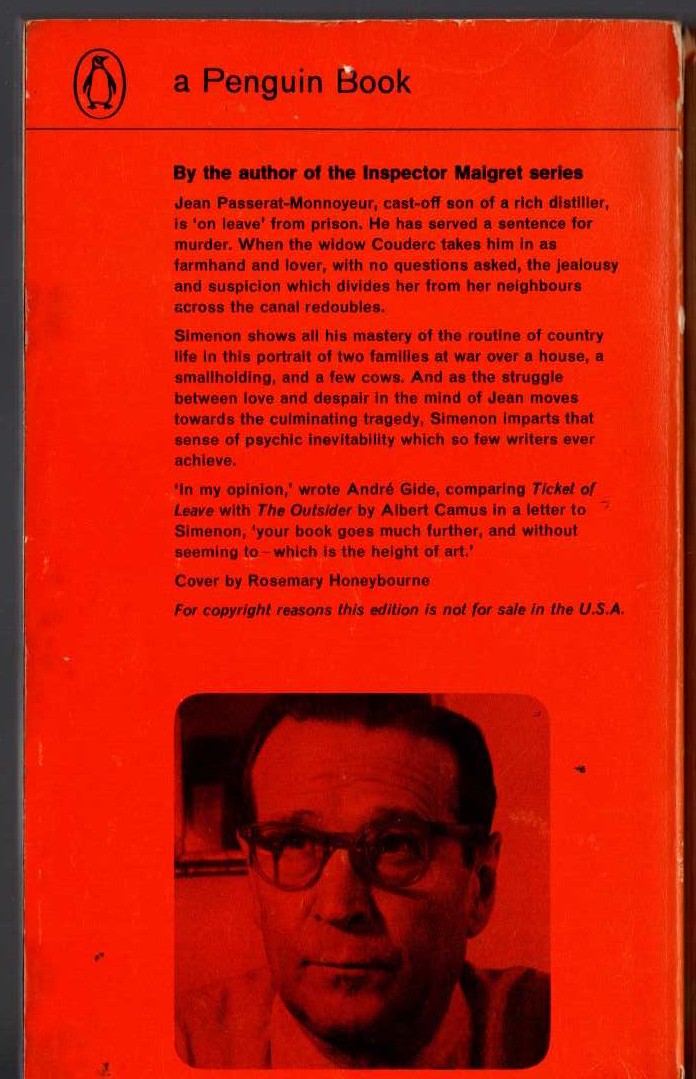 Georges Simenon  TICKET OF LEAVE magnified rear book cover image