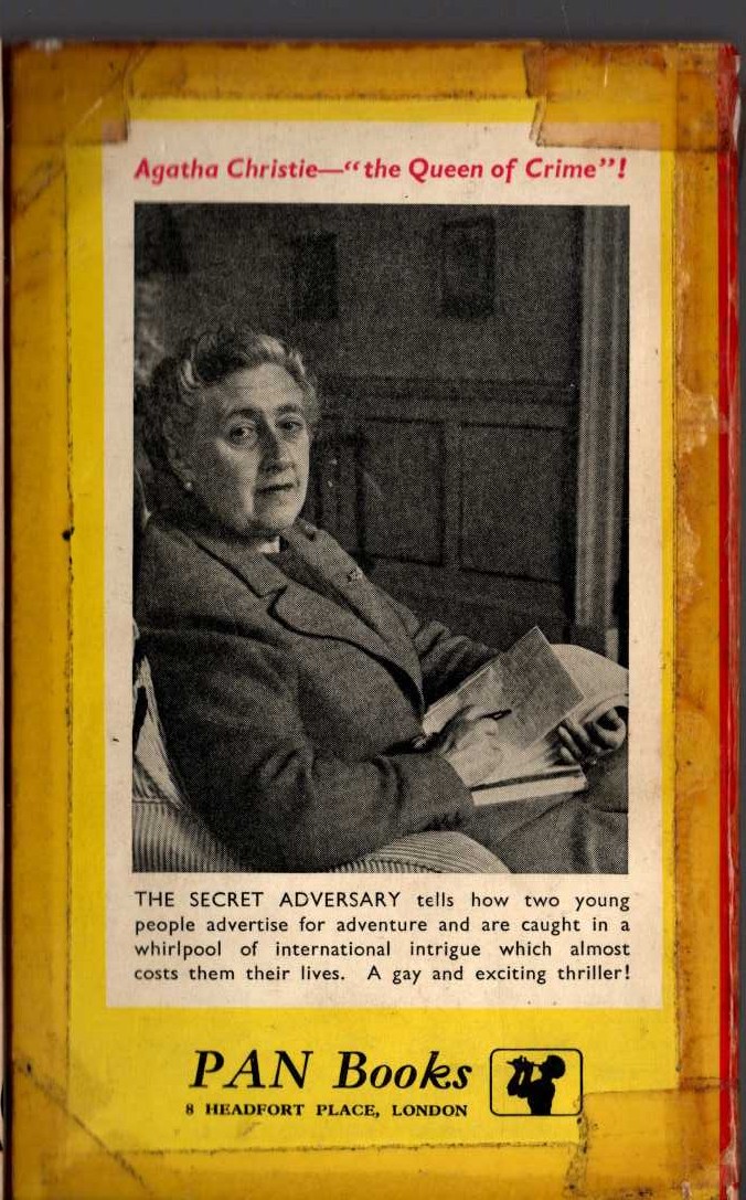 Agatha Christie  THE SECRET ADVESARY magnified rear book cover image