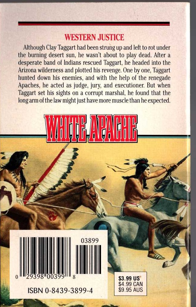 Jake McMasters  WHITE APACHE 10: HANGED! magnified rear book cover image