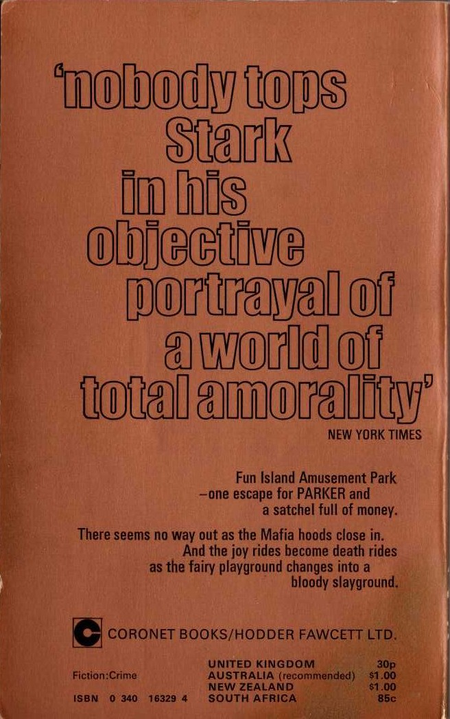 Richard Stark  SLAYGROUND magnified rear book cover image