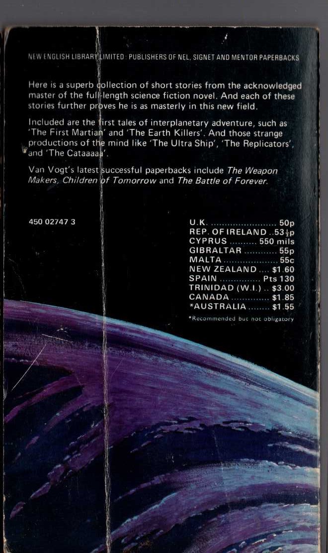 A.E. van Vogt  THE FAR-OUT WORLDS magnified rear book cover image