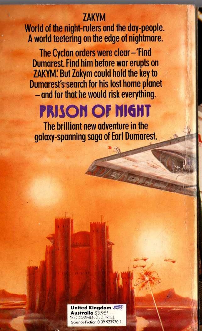 E.C. Tubb  PRISON OF NIGHT magnified rear book cover image