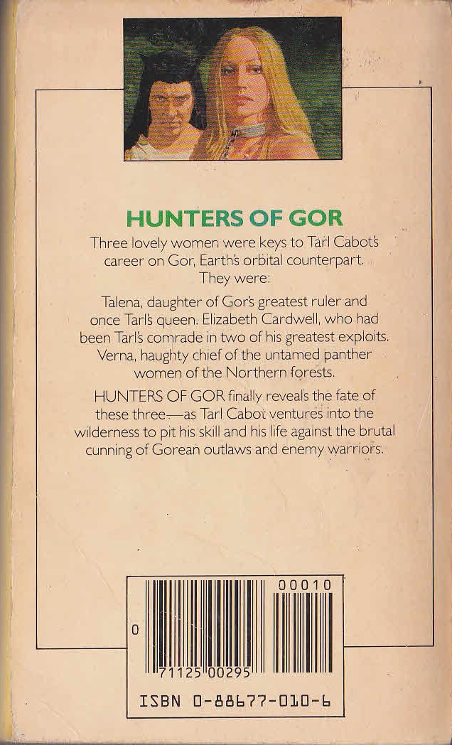 John Norman  HUNTERS OF GOR magnified rear book cover image