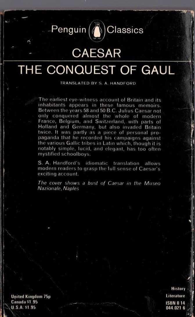 Caesar   THE CONQUEST OF GAUL magnified rear book cover image