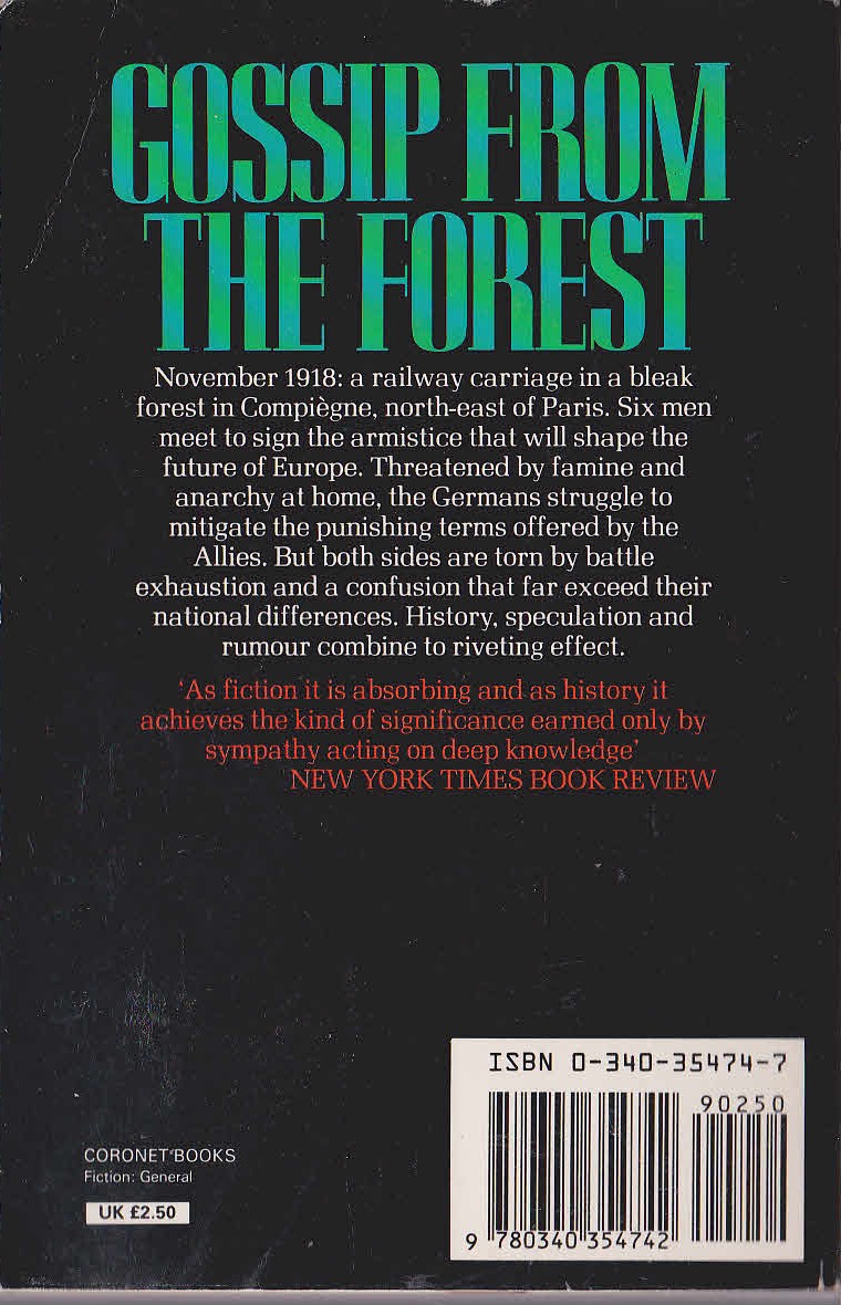 Thomas Keneally  GOSSIP FROM THE FOREST magnified rear book cover image